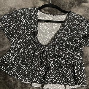 Polka Dot Blouse Crop Top